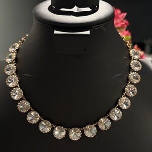 This is a J.Crew "Venus Flytrap" crystal rivoli statement necklace